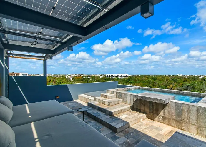 Luxury 4 Bedroom In Aldea Zama Near And Downtown With Private Pool Jacuzzi And Sauna Villa *